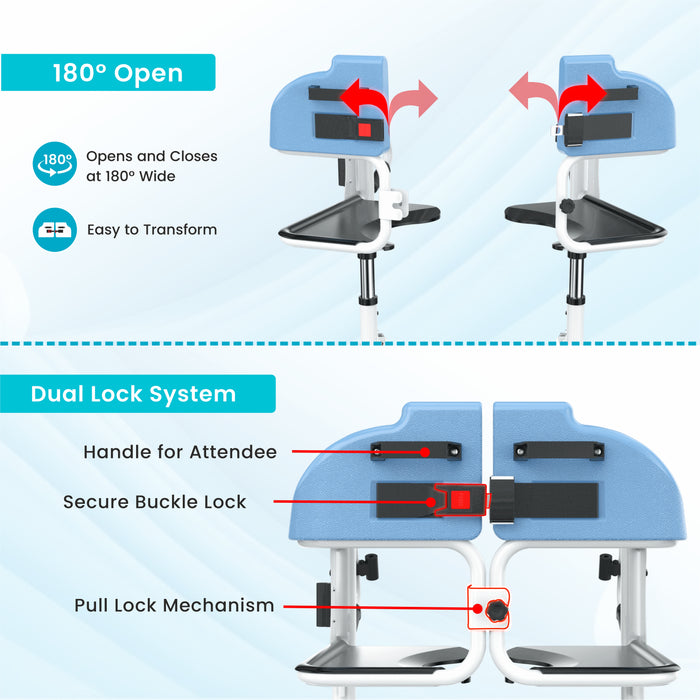 EASYCARE® Aluminium Patient Transfer Wheelchair with Adjustable Drop-Down Handle, 360° Wheels, Shower-Friendly Design, 125 kg Capacity