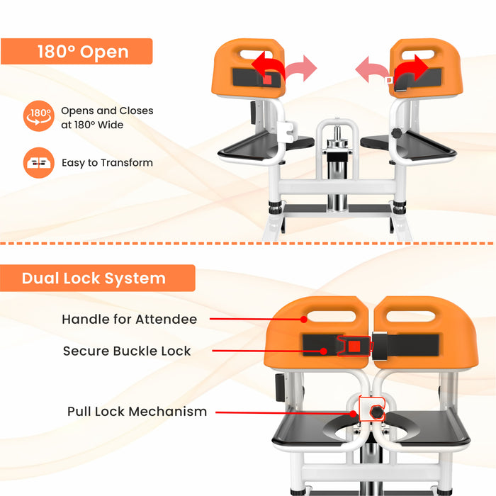 EASYCARE® Hydraulic Patient Transfer Lift Chair for Bed to Wheelchair Transfer | Manual Elderly Lifting Device with Adjustable Height | 150 kg Capacity
