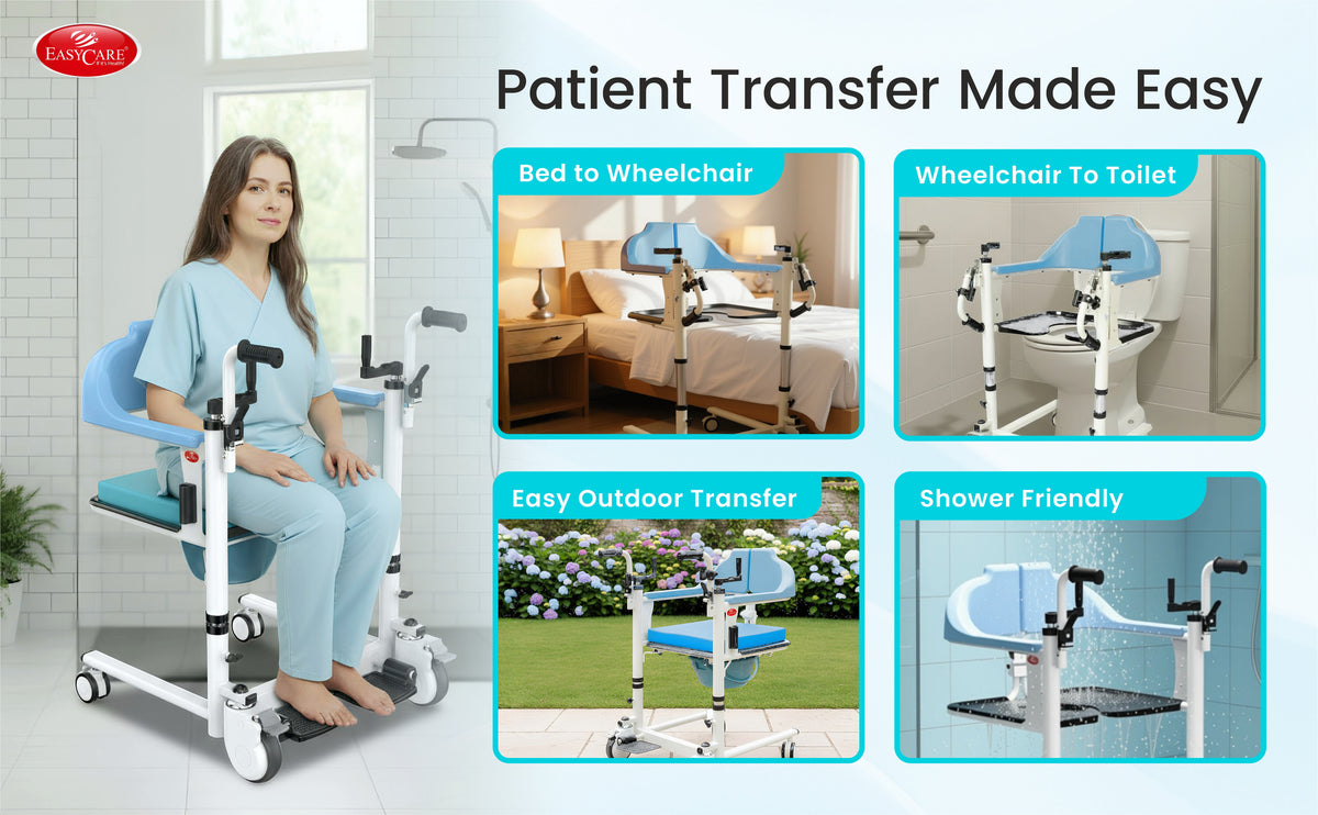 Patient transfer device with images demonstrating its use in various settings.