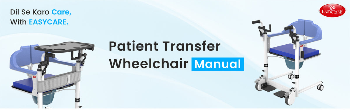 patient transfer chair  with EASYCARE branding on a light blue background