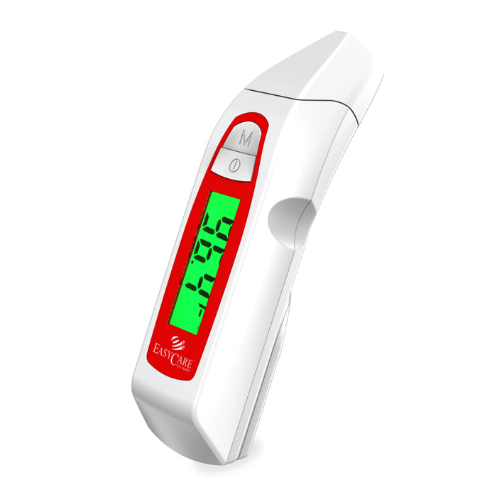 EASYCARE Infrared Forehead & Ear Thermometer for Adults, Kids & Babies , Non-Contact Digital Thermometer with Object Mode ,Instant 1-Second Reading , Fever Alarm , LCD Display , Memory Recall , White