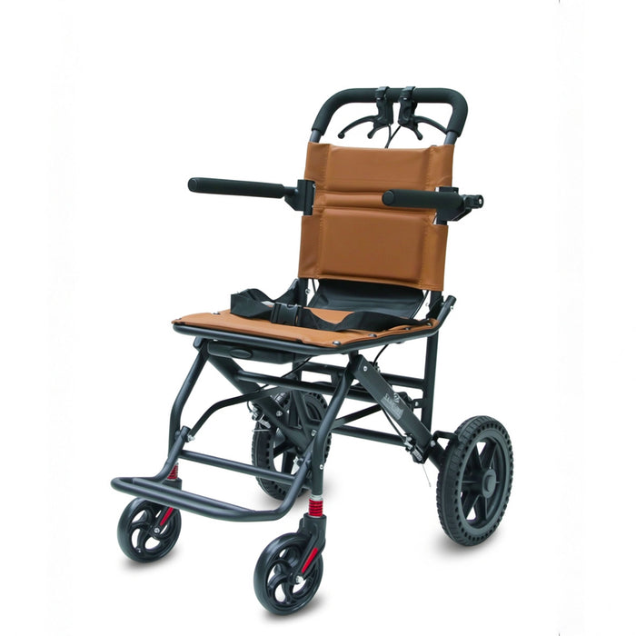 EASYCARE Portable Mild Steel Traveling Wheelchair with 105 kg Capacity, Attendant Brake, Safety Belt, Back Pocket, Carry Bag, and Handle Feature for Easy Travel and Mobility (EC9007)
