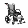 Black manual wheelchair with gray seat on a white background