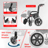 Wheelchair with features highlighted on a gray background