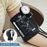 Durable cuff clip for aneroid blood pressure monitor to secure arm cuff during manual BP measurement