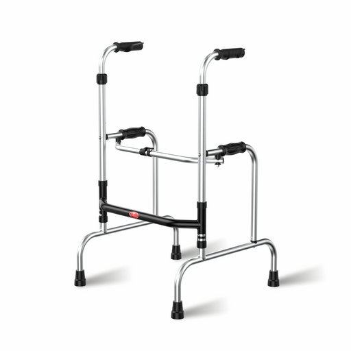 EASYCARE 5-Level Adjustable Height Step Walker for Elderly - Lightweight Foldable Aluminum Frame with Anti-Slip Hand Grips, 100kg Weight Capacity, Stand Assist, and Multipurpose Support for Comfort and Stability