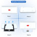 An instructional infographic showing the simple, four-step process for installing the baby weighing tray onto the digital scale for infant use.