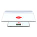A full product image of the digital scale with the baby weighing tray attached, highlighting its use as a baby weight scale.