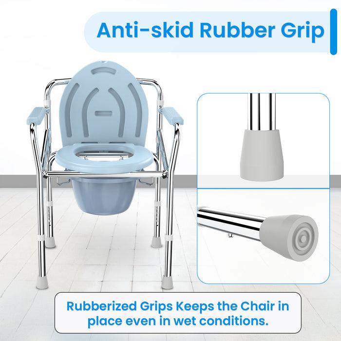 EASYCARE Commode Chair with Anti-Skid Rubber Grip - Rubberized Grips Ensure Stability and Prevent Movement, Even in Wet Conditions, Providing Enhanced Safety and Comfort for Users