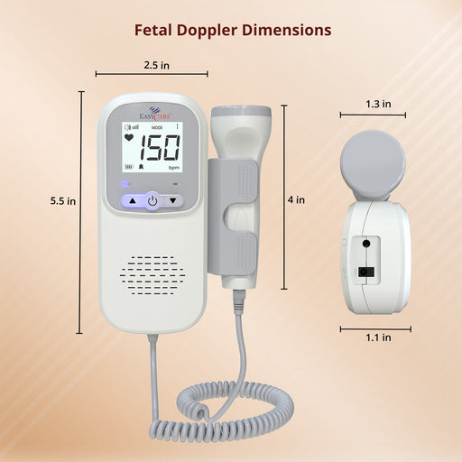 EasyCare EC2016 Fetal Doppler Machine Dimensions - Compact and Lightweight Design for Convenient At-Home Baby Heartbeat Monitoring | Perfectly Sized for Easy Use