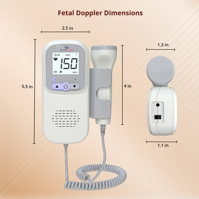 EasyCare EC2016 Fetal Doppler Machine Dimensions - Compact and Lightweight Design for Convenient At-Home Baby Heartbeat Monitoring | Perfectly Sized for Easy Use