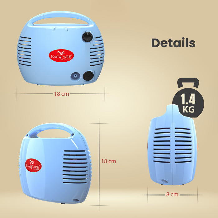 EASYCARE EC7022 Nebulizer Machine Dimensions – Portable and Compact Nebulizer with Precise Size for Easy Storage and Use, Best Nebulizer for Home Therapy

