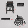 EasyCare EC709 Commode Wheelchair Dimensions: 57 cm Seat Width, 51 cm Seat Depth, 88 cm Backrest Height, 102 cm Total Length, 22 cm Folded Width