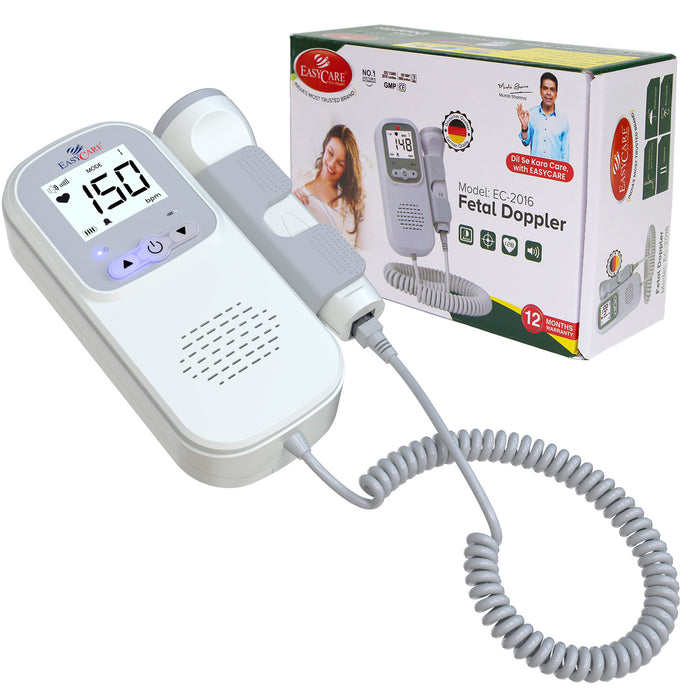 EasyCare Fetal Doppler monitor for baby heart rate detection with high sensitivity, radiation-free, fetal heartbeat machine for home use, clear sound, and LCD display, ideal for monitoring fetal health