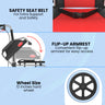 EASYCARE foldable aluminum wheelchair featuring safety seat belt, flip-up armrest, and 12-inch hard rear wheels for secure and comfortable mobility