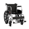 EASYCARE foldable wheelchair with attendant brake, swing-away footrests, and cushioned armrests for elderly and patient mobility