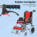 Comfortable soft rubber handgrips on EASYCARE folding wheelchair for secure and ergonomic wheelchair handling