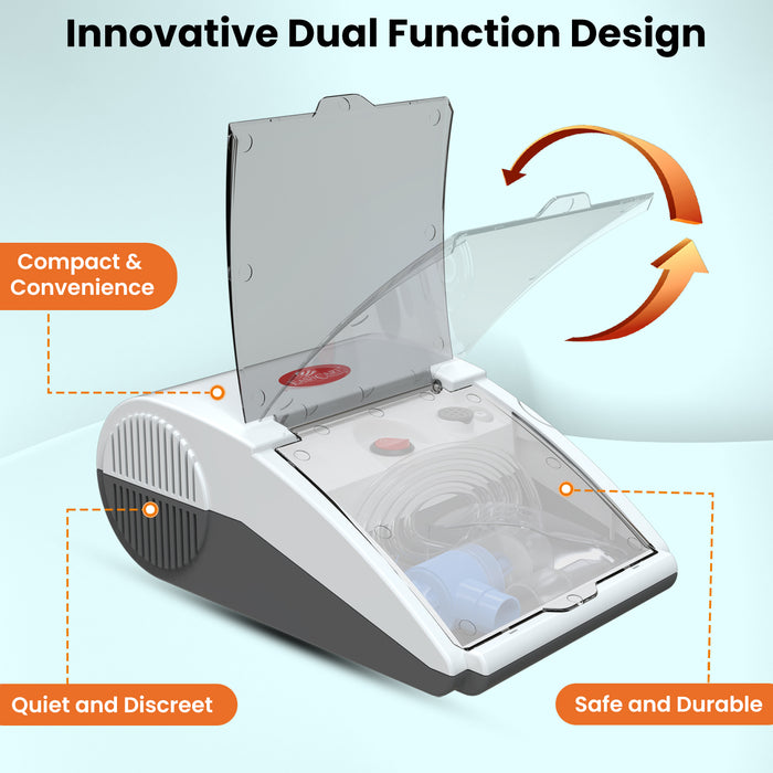 EASYCARE Nebulizer Machine – Dual Function Design, Compact & Portable, Quiet & Durable Nebulizer for Asthma Therapy, Safe for Adults & Children