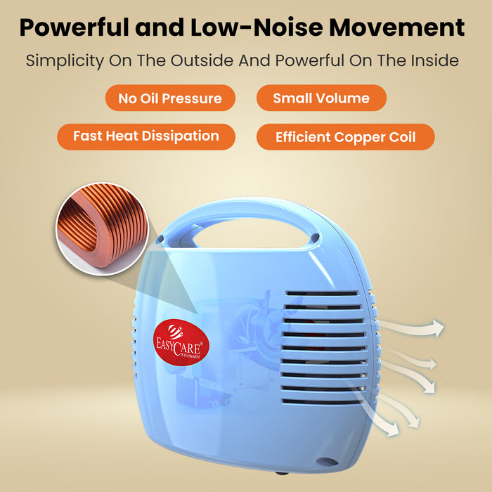 EASYCARE Nebulizer – Quiet, Powerful Compressor with Copper Coil, Fast Heat Dissipation, Compact Design, No Oil Pressure for Efficient Therapy
