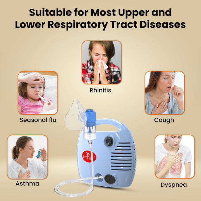 EASYCARE Nebulizer – Effective for Treating Asthma, Cough, Rhinitis, Flu, and Dyspnea, Portable Respiratory Therapy Machine for Upper & Lower Respiratory Tract