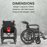 EASYCARE Powder Coated MS Wheelchair with Attendant Brake - Detailed Dimensions of 18-inch Seat, 120kg Weight Capacity, Compact Folding Design for Easy Storage and Transport, and Adjustable Footrests for Comfort and Versatility