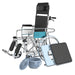 EASYCARE reclining steel wheelchair with commode, 180 degree backrest and detachable footrests