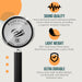 An infographic promoting a stethoscope's superior sound quality, lightweight design for comfortable use, and an ultra-durable, heavy-duty build.