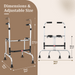 EASYCARE Walker Dimensions - Detailed View of Adjustable Height Range (84 to 94cm / 33 to 37 inches), Folded and Unfolded Sizes for Perfect Fit and Mobility Assistance, Ideal for Elderly and Disabled Users