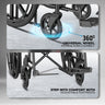 EASYCARE Wheelchair with 360° Universal Wheel Movement for Flexible Mobility, Featuring Adjustable Footrests for Personalized Comfort. Designed for Smooth Turns and Easy Maneuvering in Any Direction