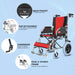 EASYCARE foldable wheelchair with handbrake for safety, flip-up footrest, dual X-sturdy frame, and back pocket for essentials
