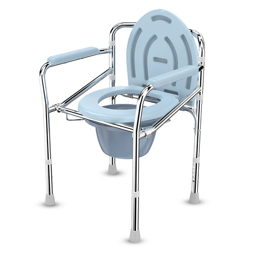 EASYCARE894 3-in-1 Commode Chair for Adults - Adjustable Height & Foldable Design, Weight Capacity 105kg, with Slide-N-Remove Feature for Easy Potty Disposal, Versatile Multi-Function Use as Bedside Toilet, Raised Toilet Seat, and Toilet Safety Frame, Non-Slip Rubber Pad for Stability and Safety