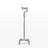 Silver walking stick with a red label on a white background