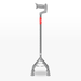 Silver walking cane with a gray handle on a white background