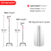 Cane with height adjustment features and product specifications on a white background