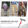 Promotional image of a walking cane with text 'Wherever You Go, Support You Can Trust' and images of an elderly person using the cane.