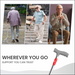 Collage of elderly individuals using walking sticks with a product image and text on a white background.