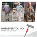 Collage of an elderly man using a walking cane with text 'Wherever You Go, Support You Can Trust' on a white background.