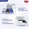 Easycare product with foldable backrest and hand brakes on a white background