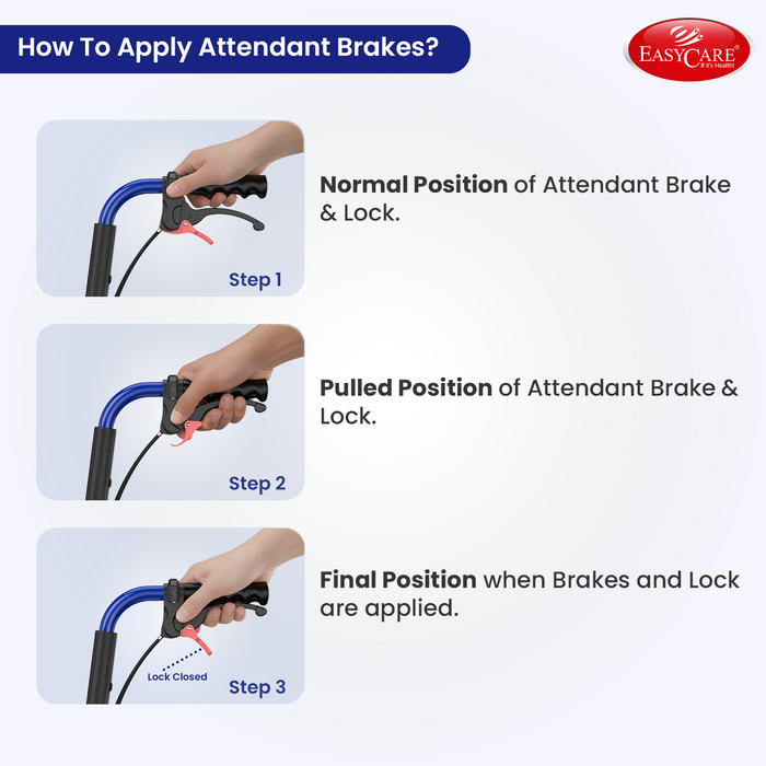 Instructions on how to apply attendant brakes with EasyCare logo.