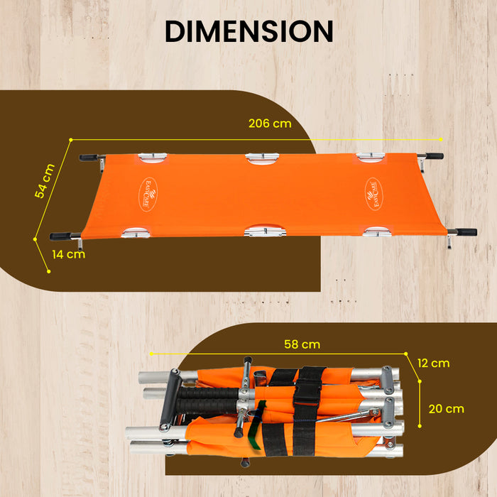 Foldable Soft Stretcher Size Chart - 4 Fold and 2 Fold Portable Emergency Stretchers Dimensions for Hospital and Ambulance