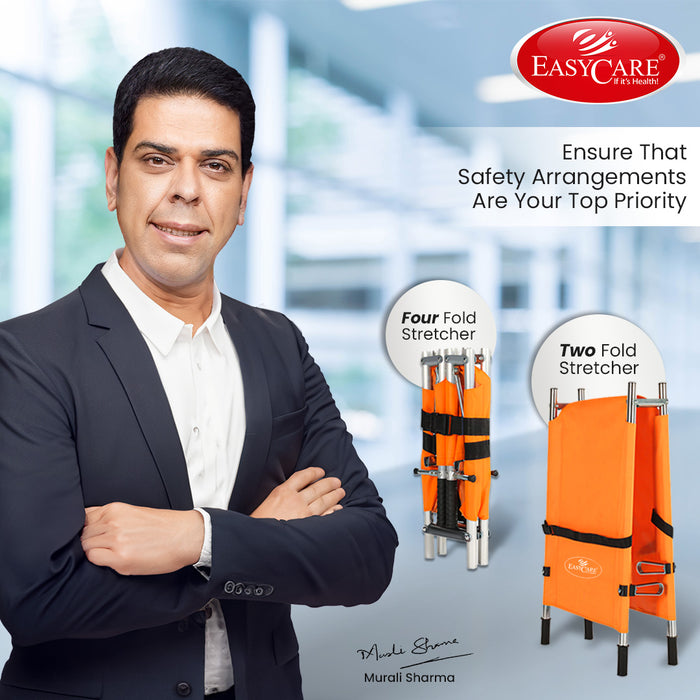 Foldable Soft Stretcher with Safety Belt - 4 Fold and 2 Fold Portable Emergency Stretchers for Patient Transport - Waterproof Mild Steel, 150kg Capacity