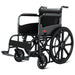Foldable wheelchair for elderly and patients with safety belt, footrests, adjustable armrests, and compact design for easy storage and travel.