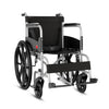 Foldable wheelchair for elderly and patients with MS hammered frame, self-propelled and attendant use, adjustable seat belt, and comfortable footrests