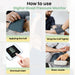 Step-by-step guide to using EasyCare Digital Blood Pressure Monitor: apply the cuff, wrap it tightly, press one-touch start, and view results on screen