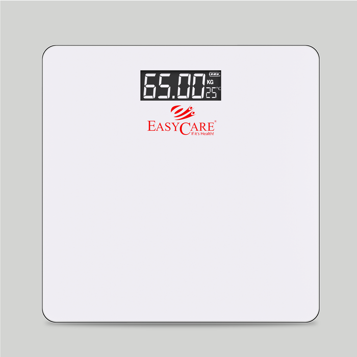 EASYCARE EC3318 B Digital Weighing Scale for Body Weight | Glass Body | 180 kg Capacity | 100 g Graduation | Auto-Off |Large LCD | kg/lb/st | White