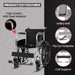 Mild steel foldable wheelchair highlighting safety belt, flip-up footplate, and calf support features