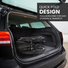 Quick fold design of foldable commode wheelchair, easily folds in seconds for compact storage and easy transport, perfect for on-the-go users and caregivers