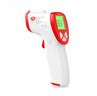 Infrared thermometer with digital display on a white background