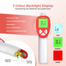 Digital thermometer with 3-color backlight display on a white background