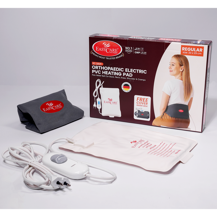 EASYCARE® - 3-meter extra-long cord, relieve Back Pain, Body strains and Neck Pain, Soft fabric, shock proof, features Overheat Protection, washable Regular Size PVC Orthopaedic Heating Pad, Size - Regular 20 x 29 cm